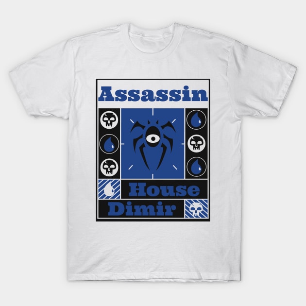 House Dimir | Assassin | MTG Guild Black & Blue on White Design T-Shirt by ChristophZombie